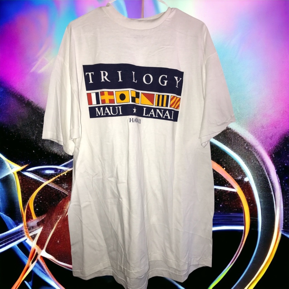Vintage Trilogy Maui Lanai Hawaii T Shirt Single Stitch Graphic Tee